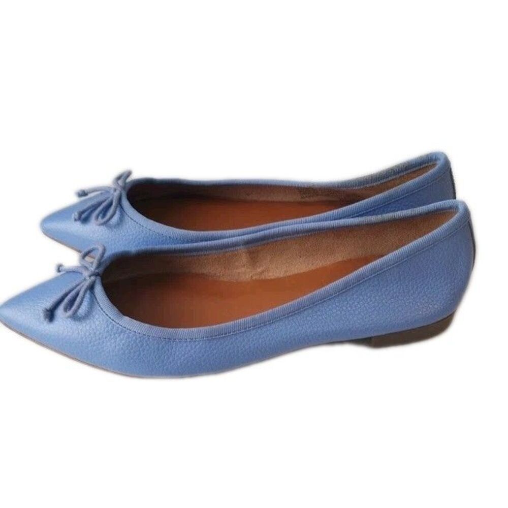 Women's Leather Pointed Toe Ballet Flats Blue Size 5.5M - Picture 4 of 12